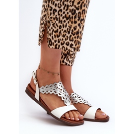 Sergio Leone SK070H Naisten litteät sandaalit, valkoinen 2