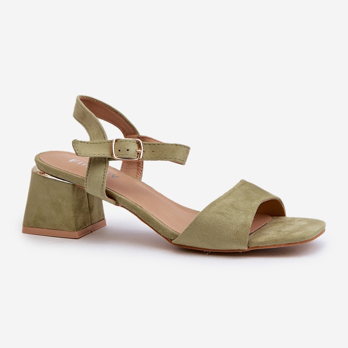 Naisten sandaalit lohkossa, valmistettu Eco Suede -kankaasta, vihreä Leisha 1