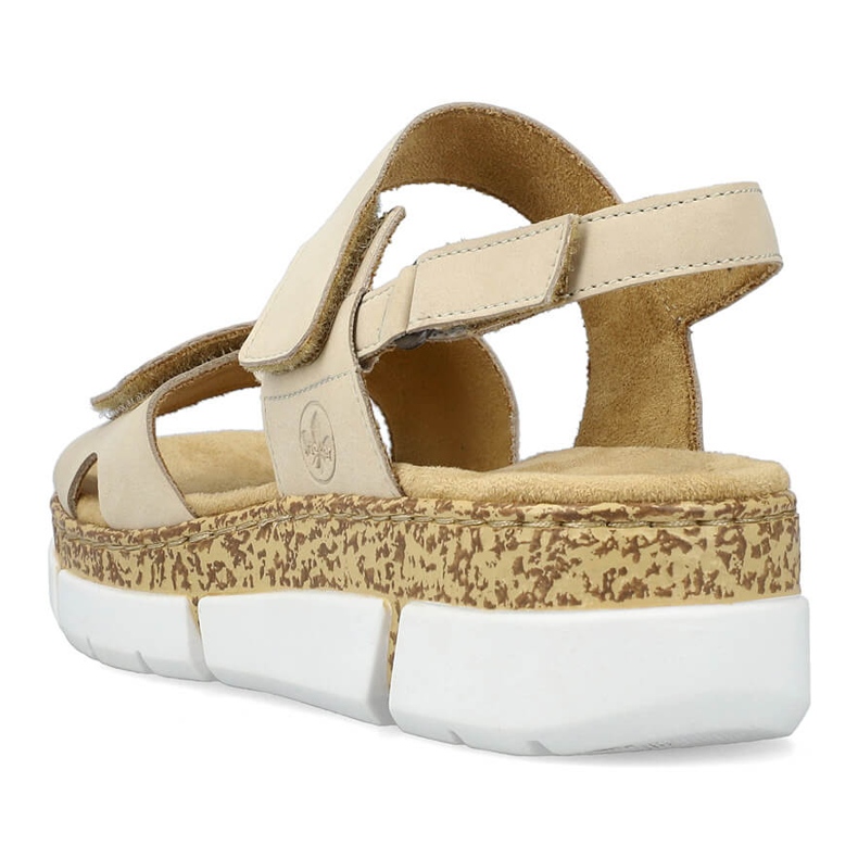 Mukavat naisten beigenväriset tarranauhasandaalit Rieker V2366-60 1