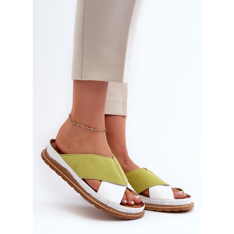 Nahkaprofiiliset varvastossut Maciejka 04986-11 Lime valkoinen 2