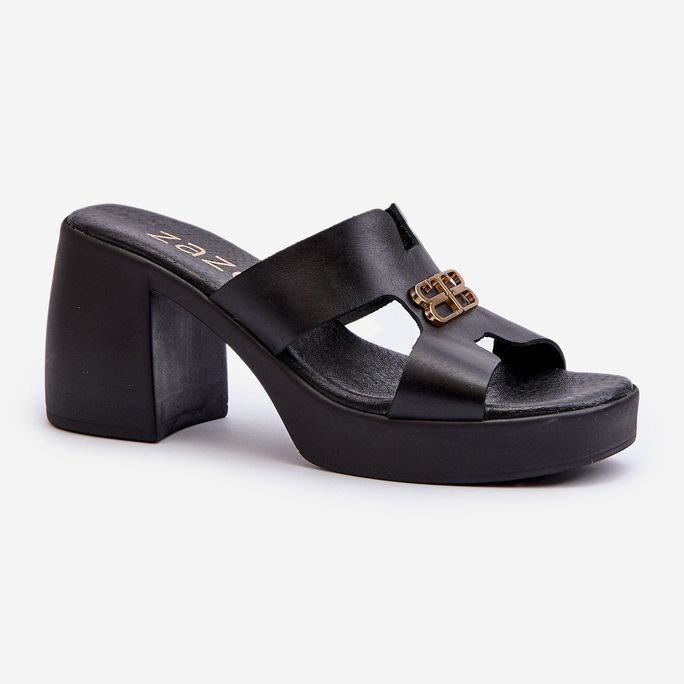 Zazoo 40419 naisten nahkaiset varvastossut leikkauksilla ja koristeilla, musta 1