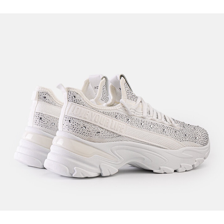 Valkoiset kiiltävät lenkkarit massiivisella Senai-pohjalla valkoinen 1