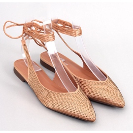 Vonda Champagnen tekojalokivi avokorkobalerinat kultainen 1