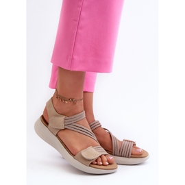 Naisten mukavat tarranauhasandaalit beige Eladora 2