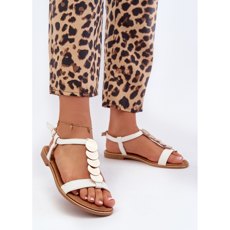 Naisten litteät sandaalit Eco-nahasta, valkoinen Jeritellia 2