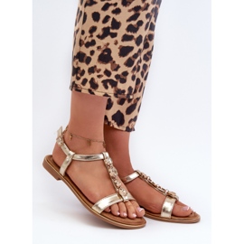 Naisten litteät sandaalit kultaisilla Muridia-koristeilla kultainen 1