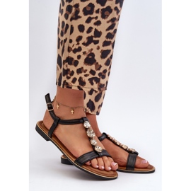 Naisten litteät sandaalit koristeilla Musta Muridia 1