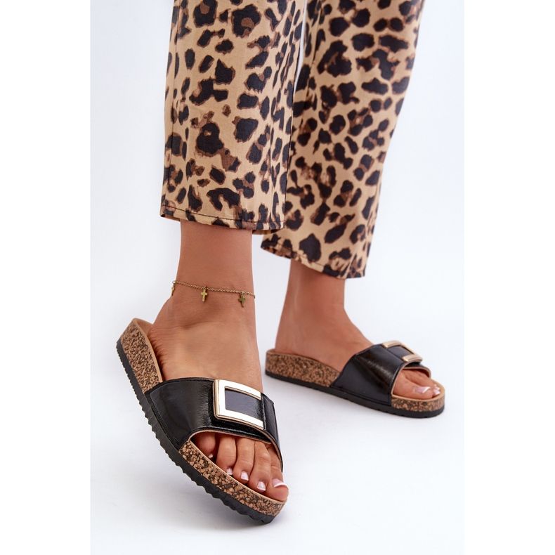 Naisten varvastossut korkkitasolla ja koristelu, musta Elleriome 2