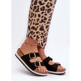 Naisten varvastossut soljilla Eco Suede Black Ursila musta 2