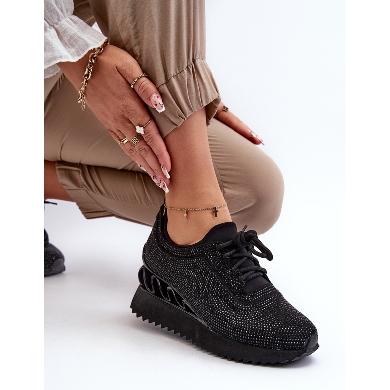 S.Barski Naisten kiilalenkkarit, koristeltu zirkoneilla D&amp;A MR38-377 musta 1