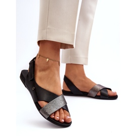 Zazoo 40141 Nahkasandaalit tarranauhalla, musta 1