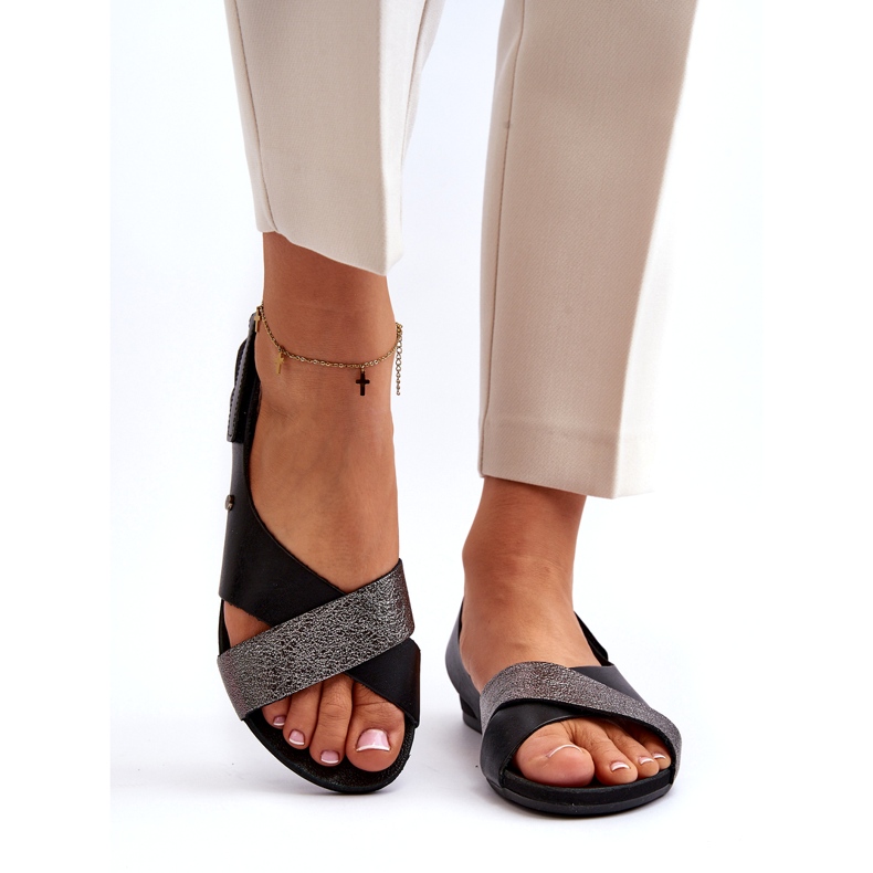 Zazoo 40141 Nahkasandaalit tarranauhalla, musta 3