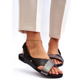 Zazoo 40141 Nahkasandaalit tarranauhalla, musta 2