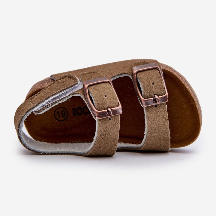 Lasten sandaalit korkkitasolla, kiinnitetään tarranauhalla, Khaki Rorria beige 2