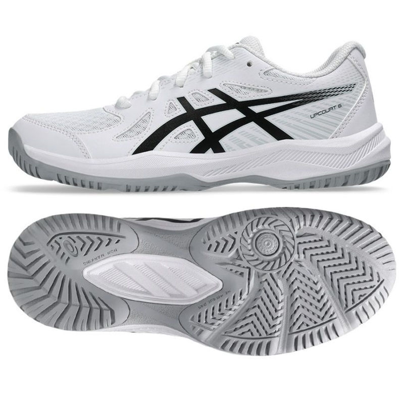 Asics Upcourt 6 Gs Jr 1074A045 101 lentopallokengät valkoinen 1