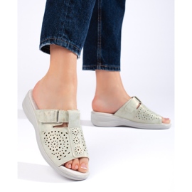 Naisten harjakattoiset varvastossut mukavalla kiilalla harmaa 2