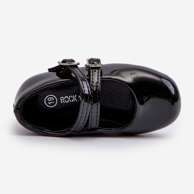 Kiiltonahkaiset lasten balettitassut olkaimet, Black Margenis musta 2