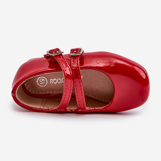 Kiiltonahkaiset lasten balerinakengät punaisilla Margenis-olkaimet punainen 2