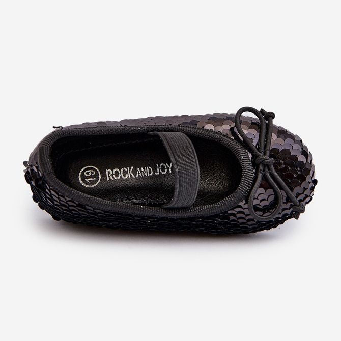 Paljeteilla koristetut lasten balerinakengät, Black Weries musta 2