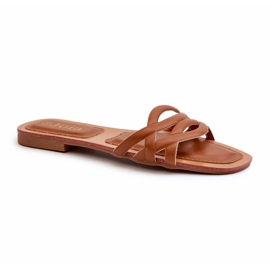 Litteä korko Eco-Leather Flip Flops Ruskea 1