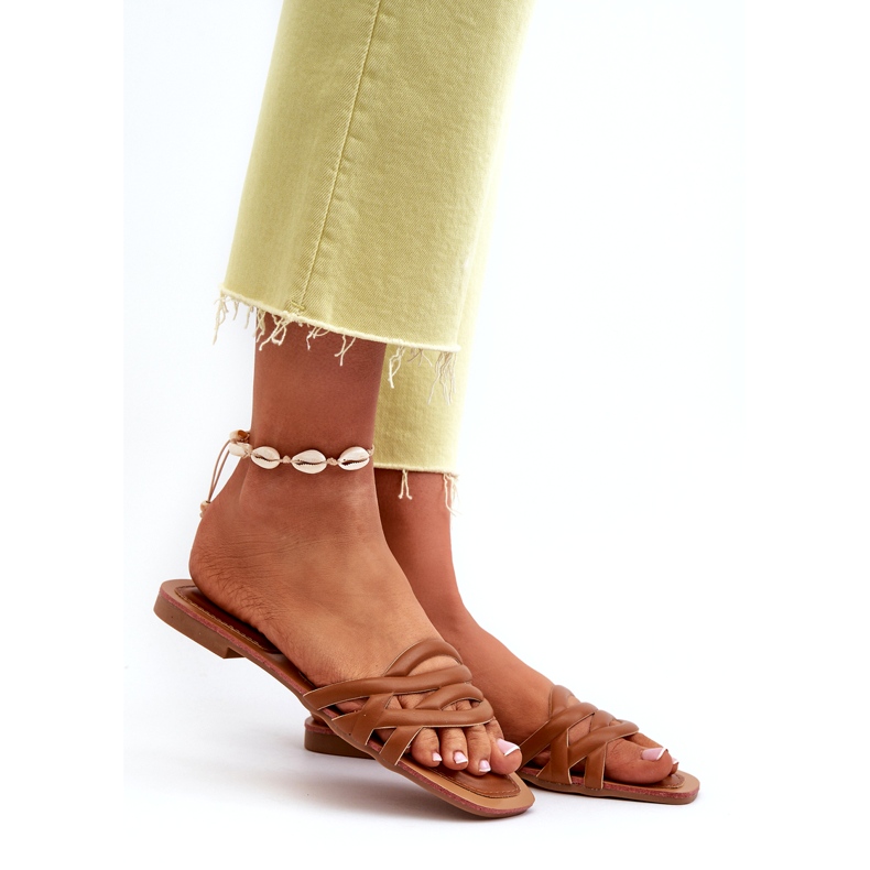 Litteä korko Eco-Leather Flip Flops Ruskea 2