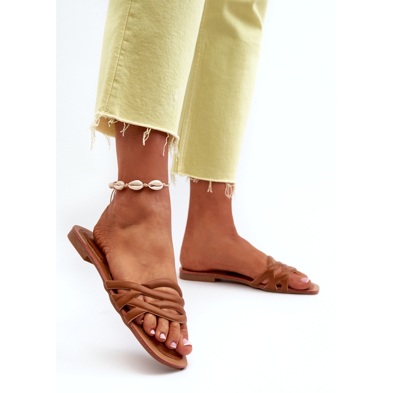 Litteä korko Eco-Leather Flip Flops Ruskea 3