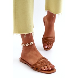 Litteä korko Eco-Leather Flip Flops Ruskea 4