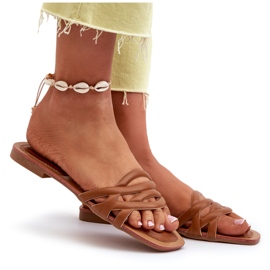 Litteä korko Eco-Leather Flip Flops Ruskea 7