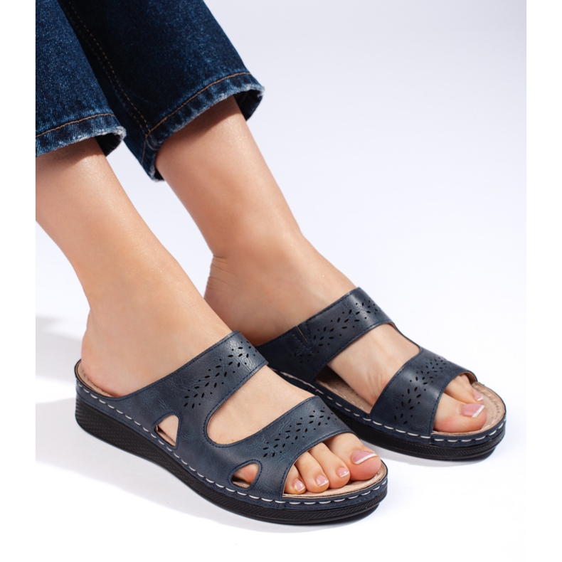 Mukavat tummansiniset naisten varvastossut sininen 2