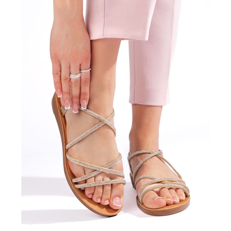 Kultaiset slip-on sandaalit strassilla kultainen 1