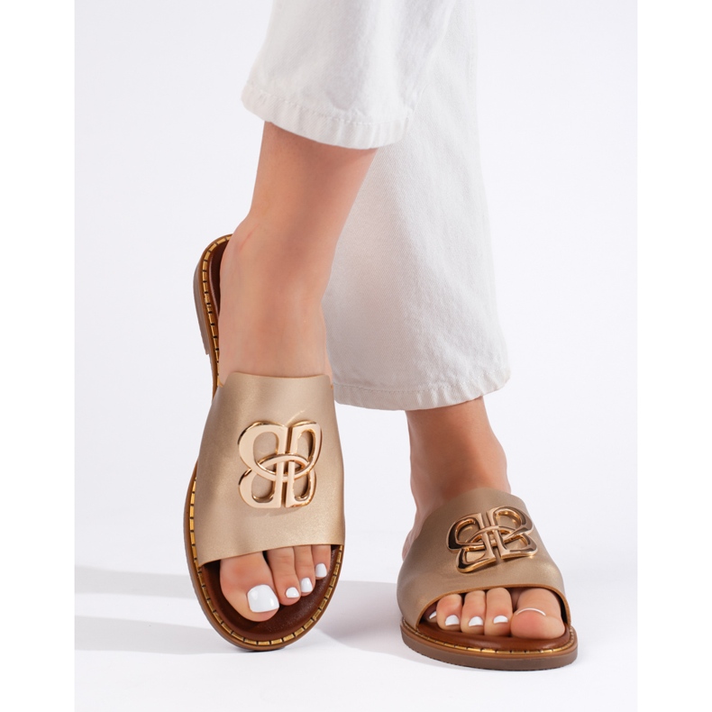 Naisten kullanväriset varvastossut koristeella kultainen 2