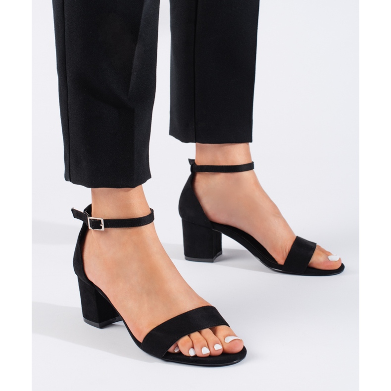 Seastar Mustat mokkanahkaiset korkeakorkoiset sandaalit 1