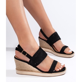 Mustat naisten kiila sandaalit 1