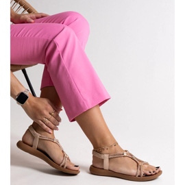 Beiget sandaalit koristeltu Leilana-zirkoneilla 1