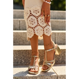 Naisten korkeakorkoiset sandaalit Eco-nahasta, kulta Lyana kultainen 1