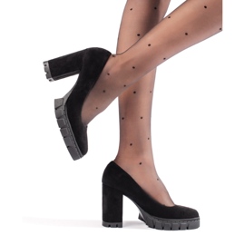 Naisten mustat mokkanahkapumput korkealla korolla 2