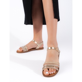 Naisten kullanväriset litteät sandaalit kultainen 1