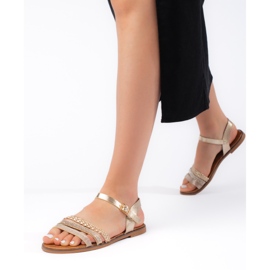 Naisten kullanväriset litteät sandaalit kultainen 2