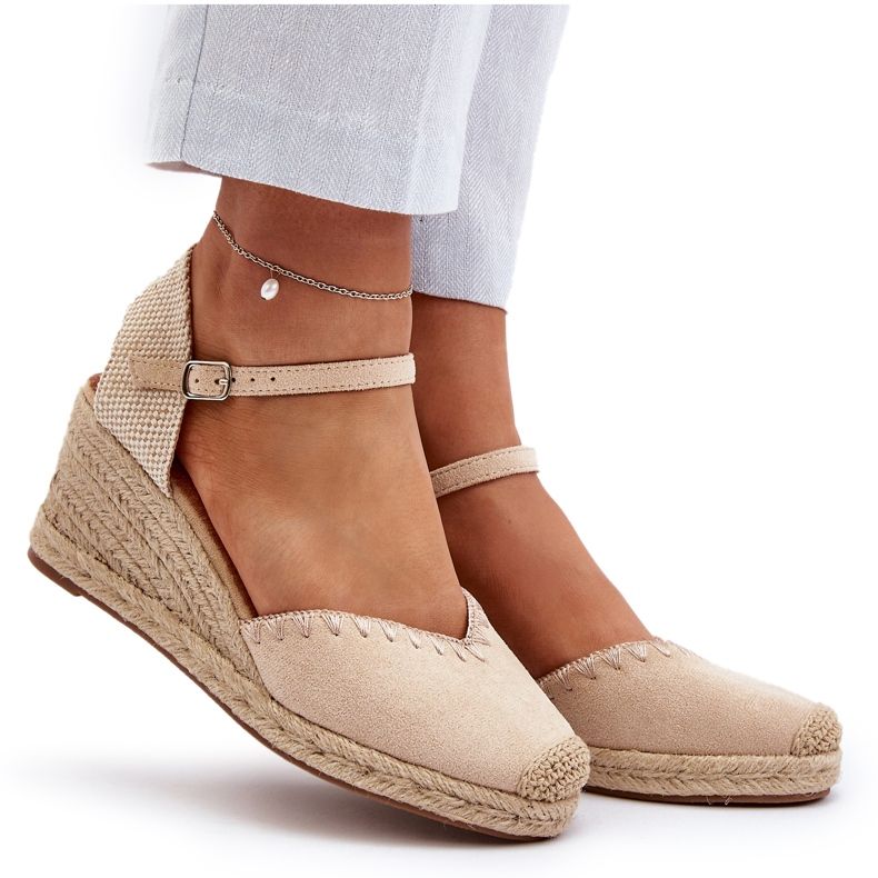 Suede Espadrille Wedge Sandaalit Beige Raylinilla 3