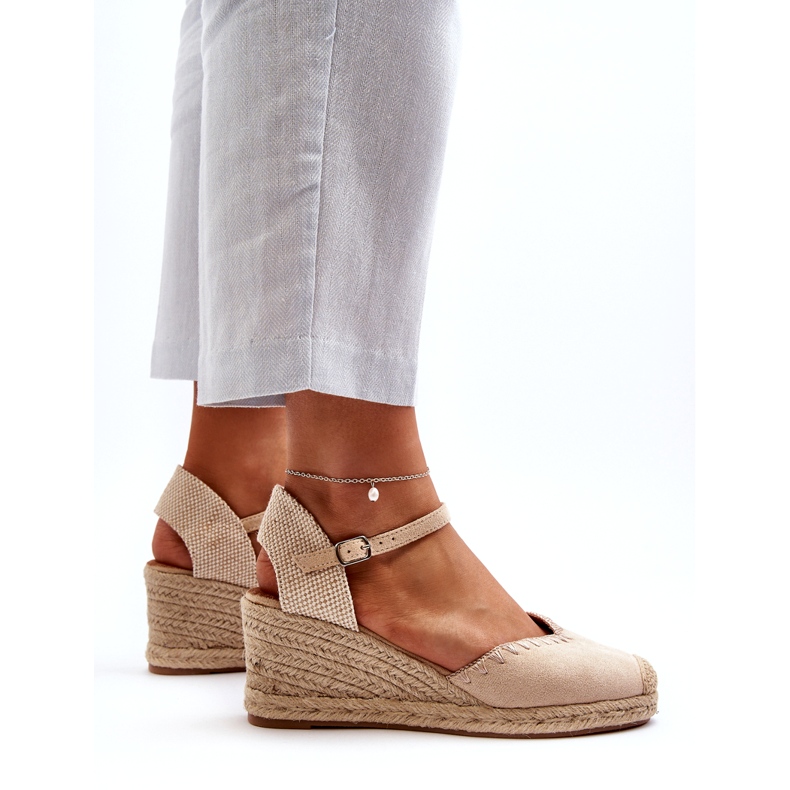 Suede Espadrille Wedge Sandaalit Beige Raylinilla 2