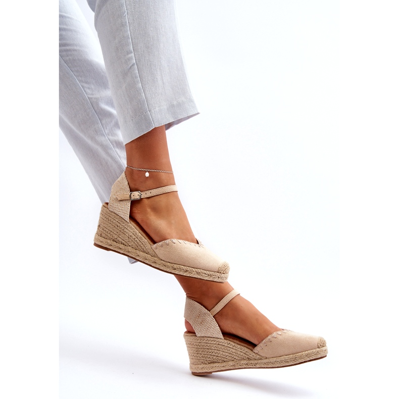 Suede Espadrille Wedge Sandaalit Beige Raylinilla 1