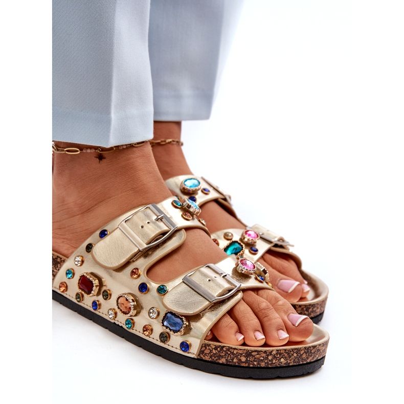 Koristetut naisten varvastossut soljet S.Barski MY121 Gold kultainen 3