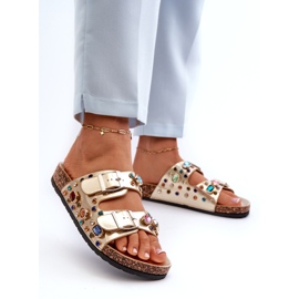 Koristetut naisten varvastossut soljet S.Barski MY121 Gold kultainen 1