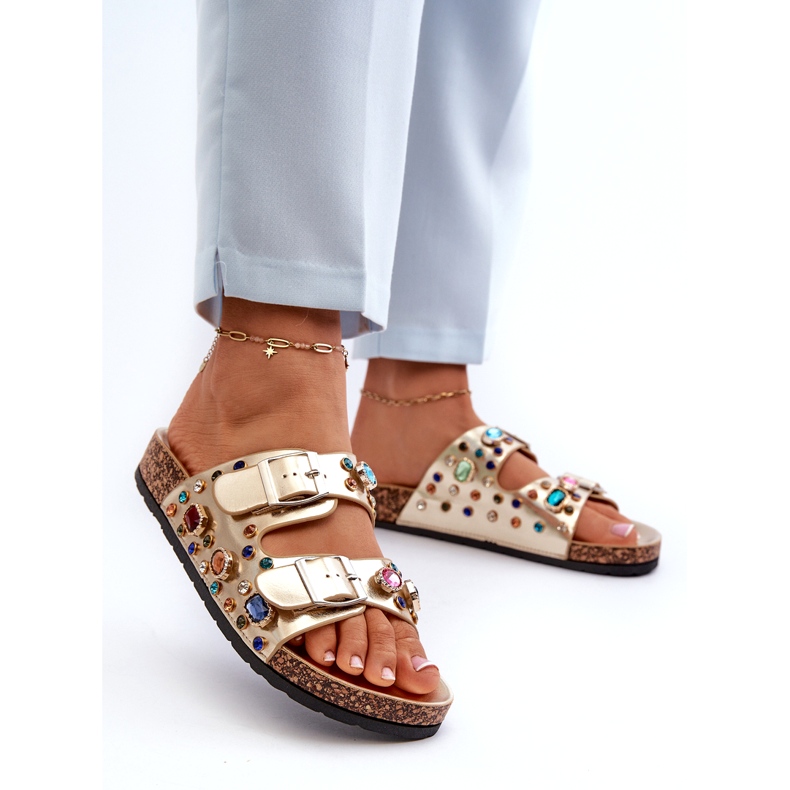 Koristetut naisten varvastossut soljet S.Barski MY121 Gold kultainen 1