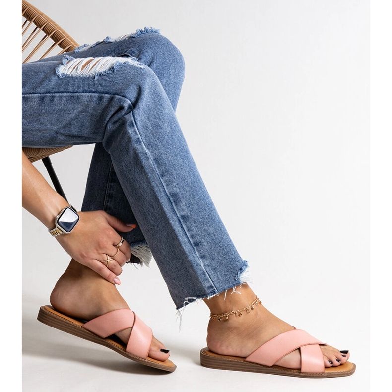 Vaaleanpunaiset Klementyna ekologiset varvastossut vaaleanpunainen 1