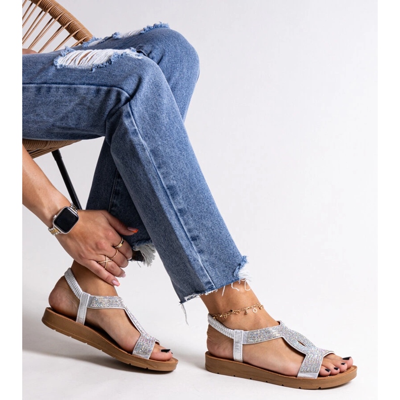 Hopeiset sandaalit, jotka on koristeltu Michalina-zirkoneilla hopea 1