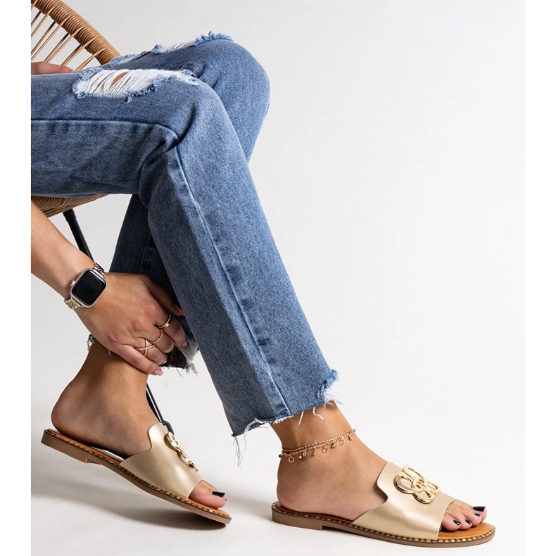 Kultaiset varvastossut koristeellisella Safi-soljella kultainen 1