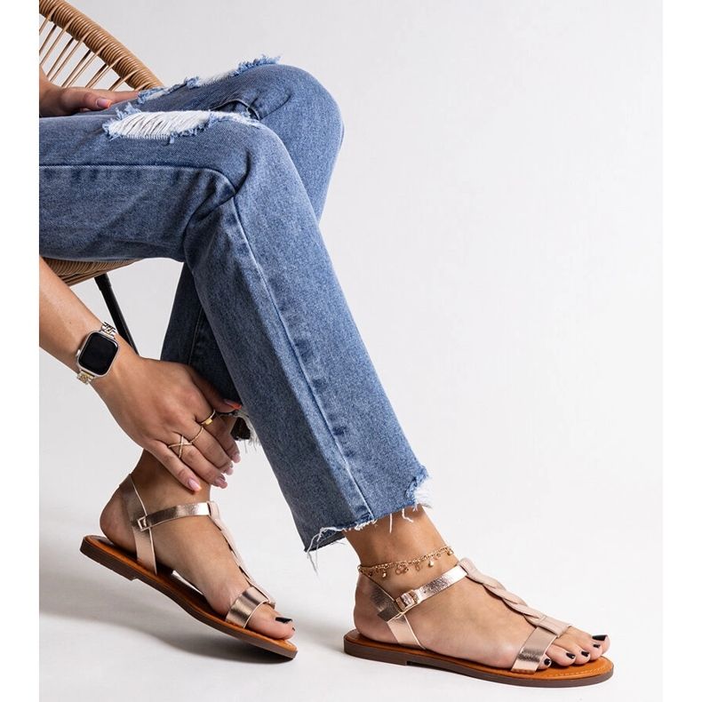 Amaranth samppanjaa litteät sandaalit kultainen 1 Amaranth samppanjaa litteät sandaalit kultainen 1