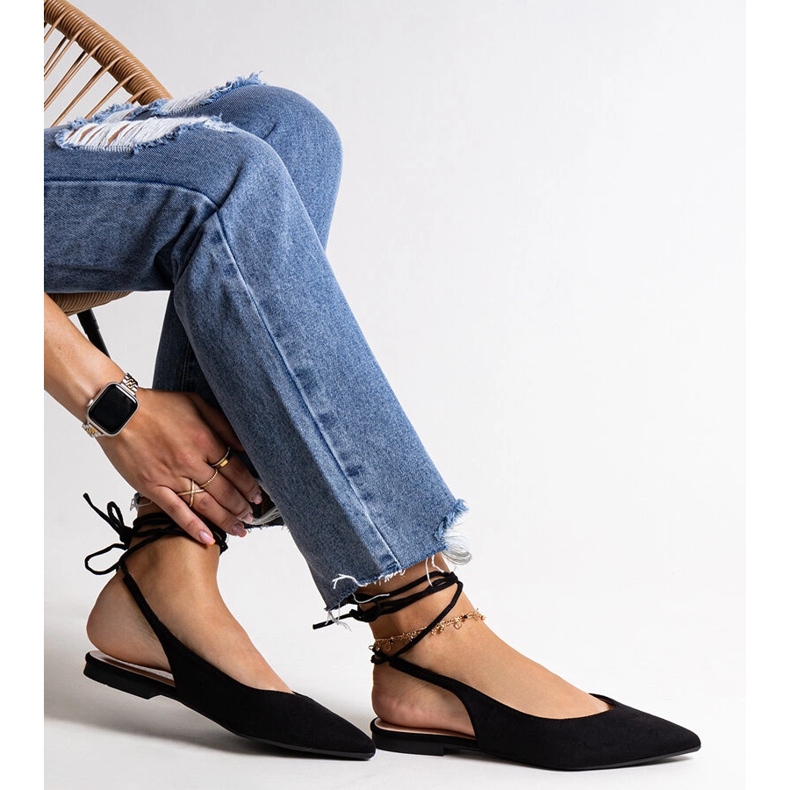 Leaia nauhalliset mustat balettihousut avoimella kantapäällä 1