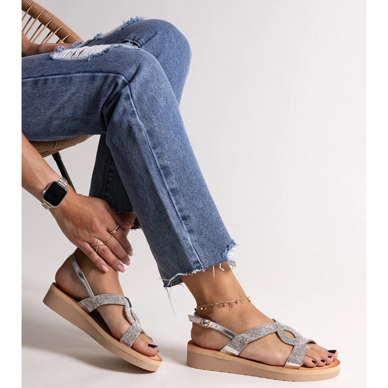 Hopeiset alustasandaalit Mifsa strassilla hopea 1